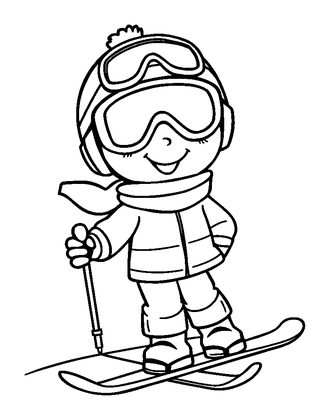 Skier Colouring Page (Kids, Standard)