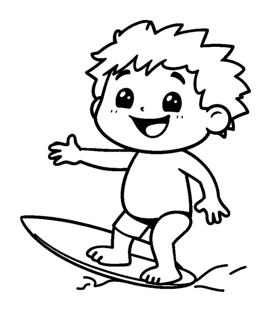 Surfer Person colouring page — free printable for toddlers
