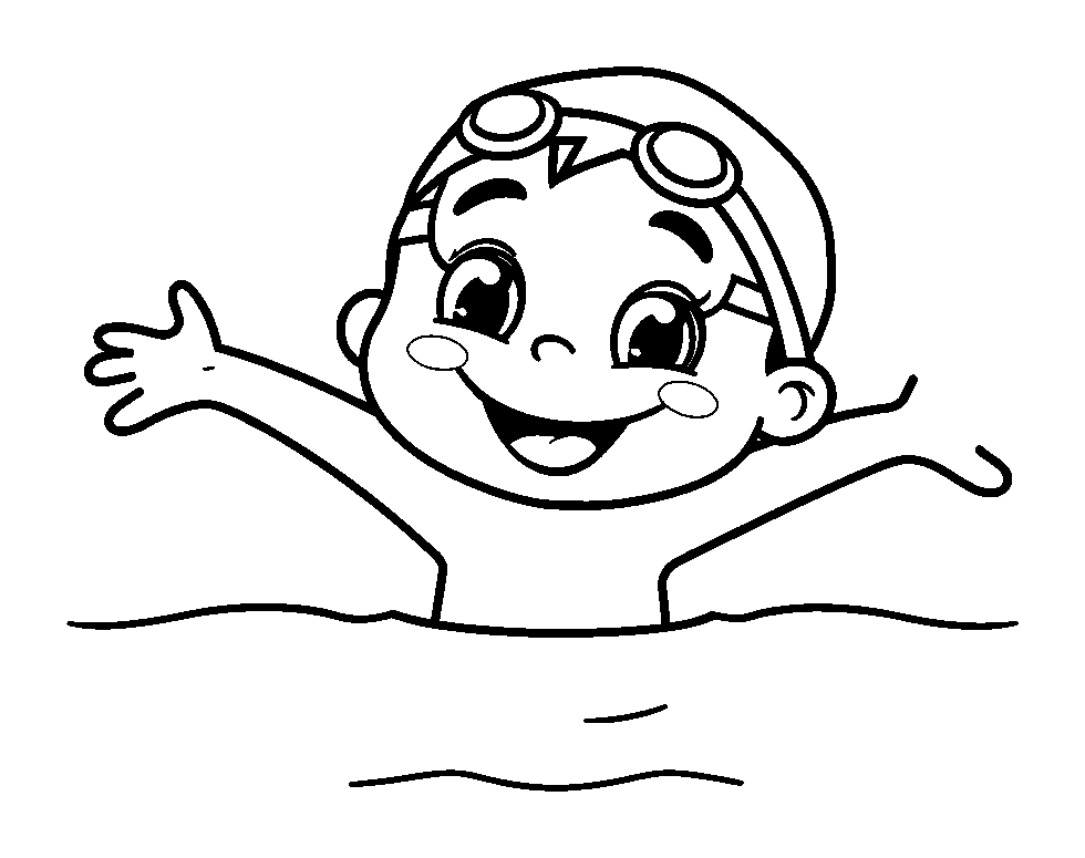 Swimmer colouring page — free printable for kids