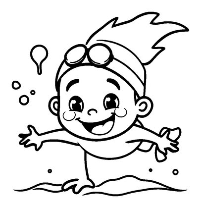 Swimmer Colouring Page (Kids, Standard)