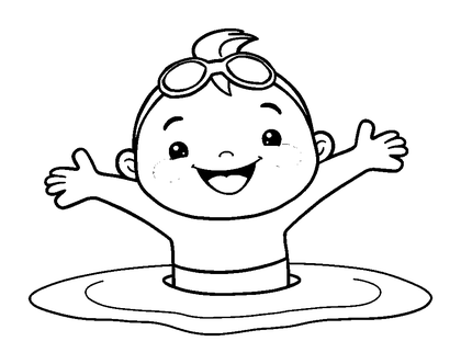 Swimmer Colouring Page (Toddler, Bold & Easy)