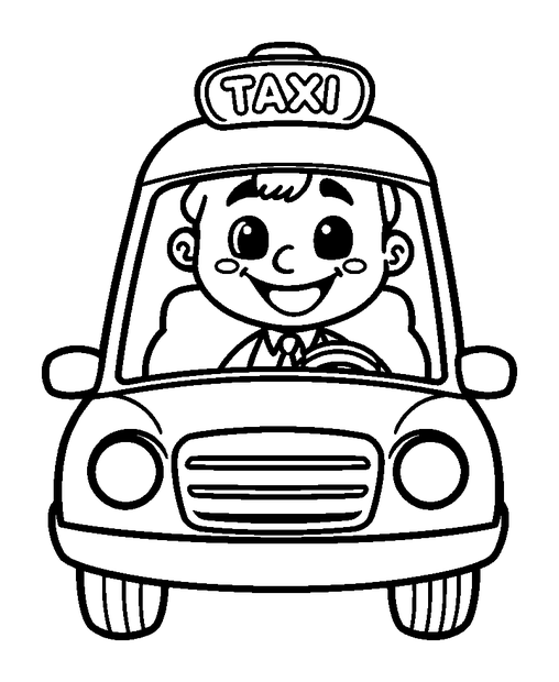 Taxi Driver colouring page — free printable for kids