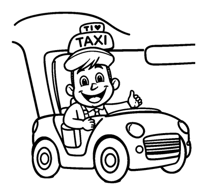 Taxi Driver Colouring Page (Kids, Standard)