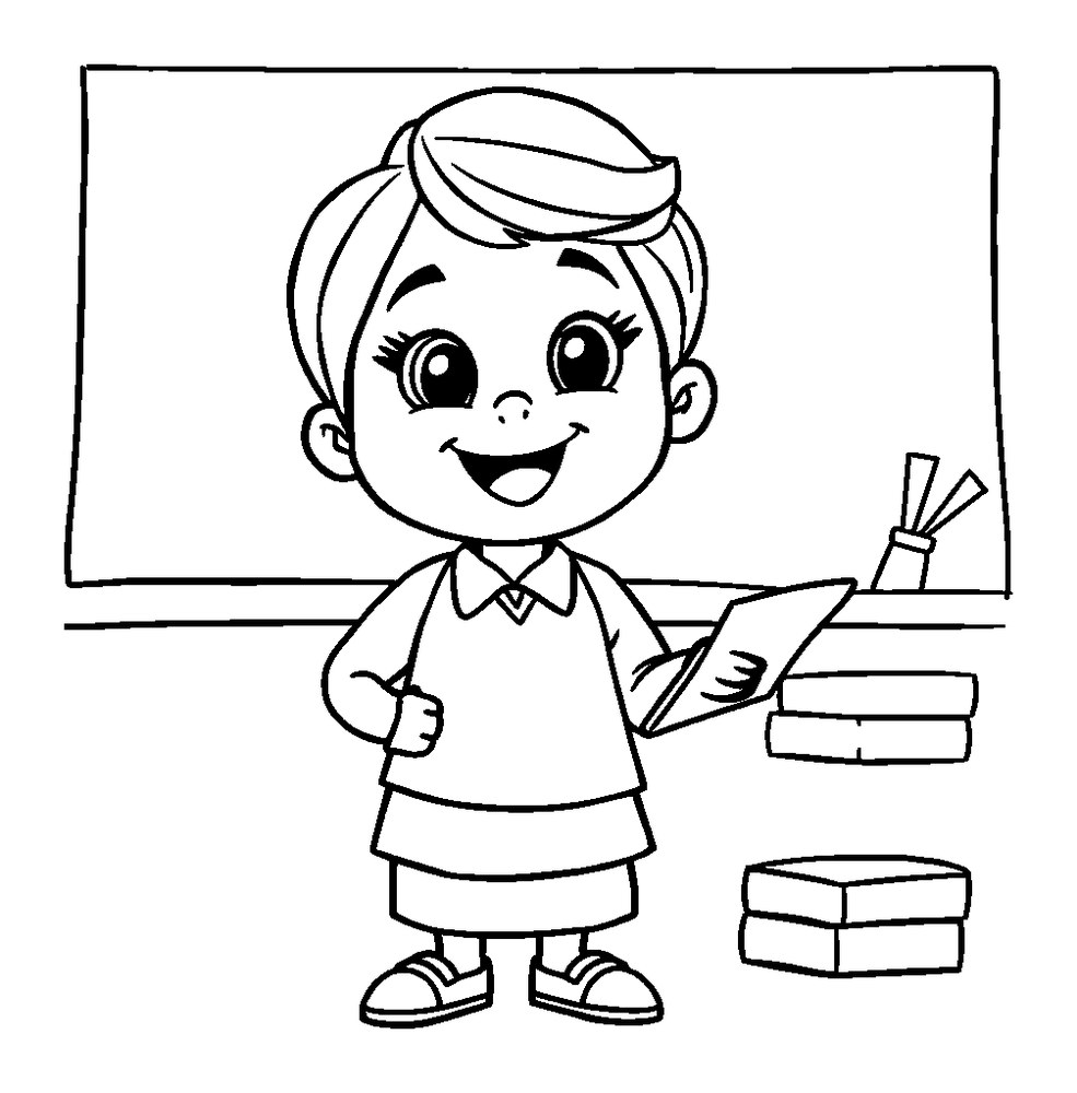 Teacher colouring page — free printable for kids