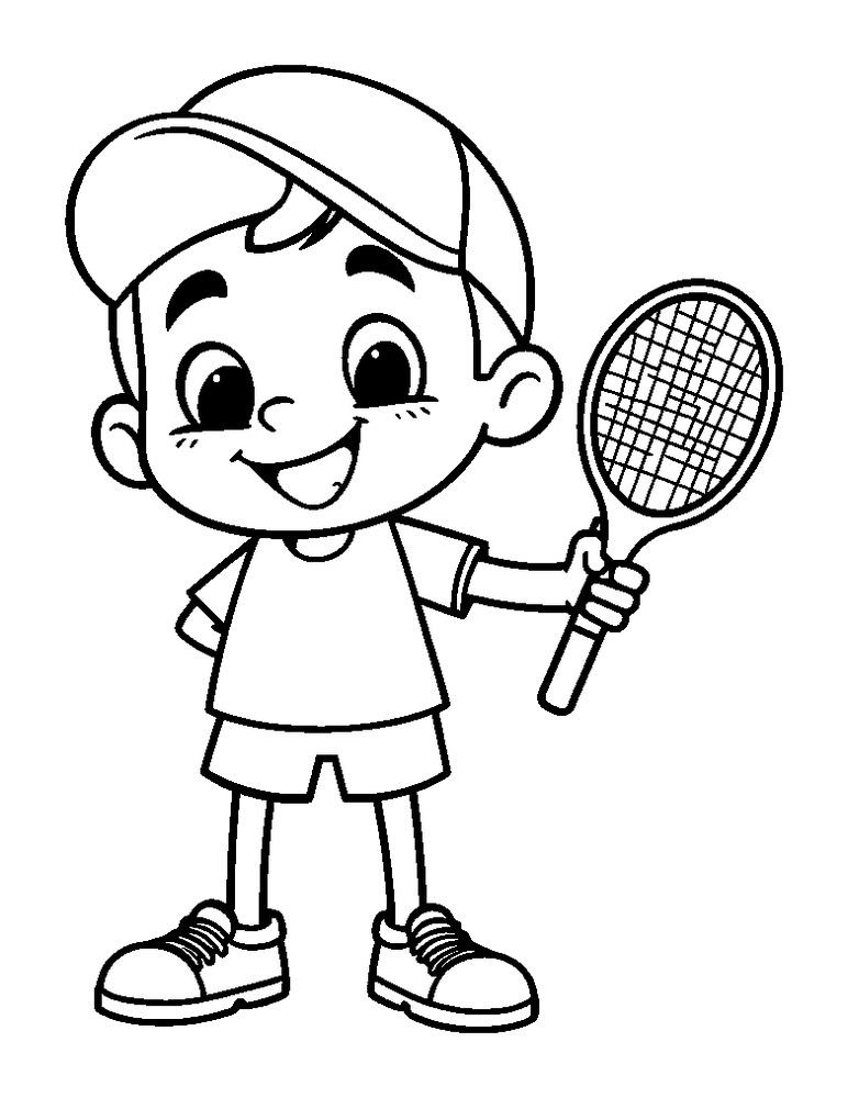 Tennis Player colouring page — free printable for kids