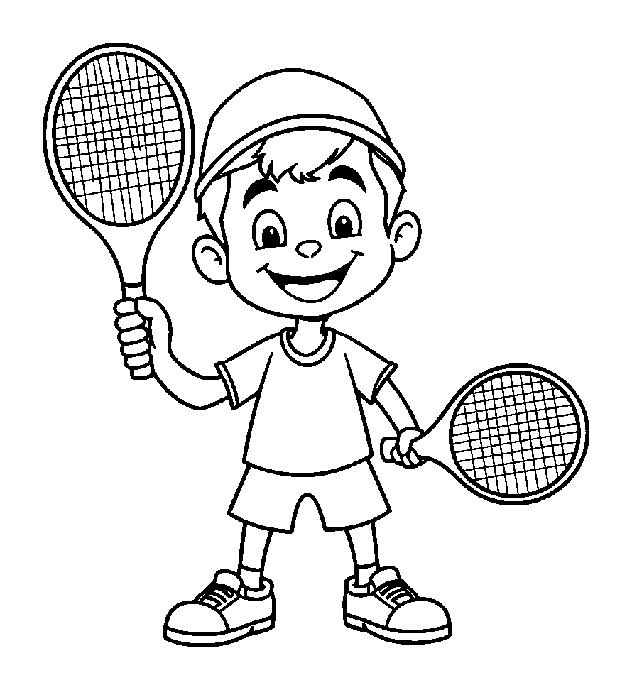 Tennis Player colouring page — free printable for kids