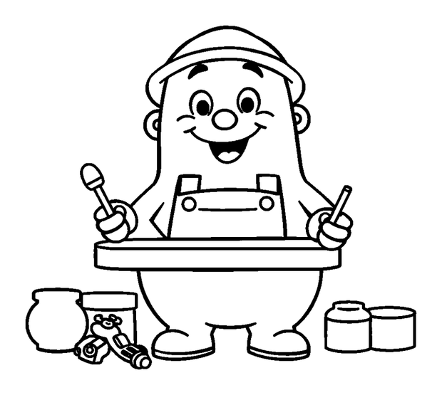 Toy Maker colouring page — free printable for toddlers