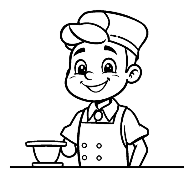 Waiter colouring page — free printable for kids