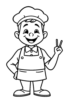 Waiter Colouring Page (Kids, Standard)