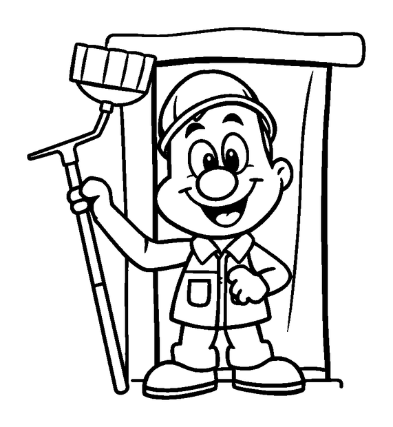Window Cleaner colouring page — free printable for kids