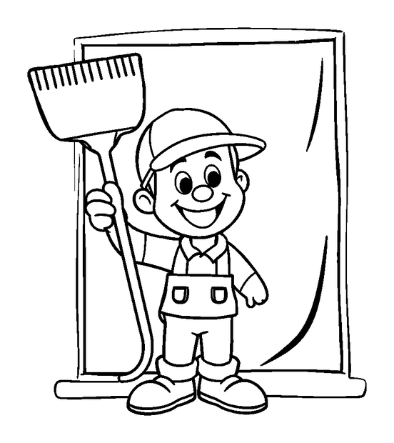 Window Cleaner colouring page — free printable for kids