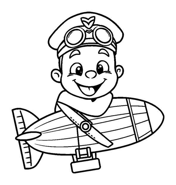 Zeppelin Pilot colouring page — free printable for kids