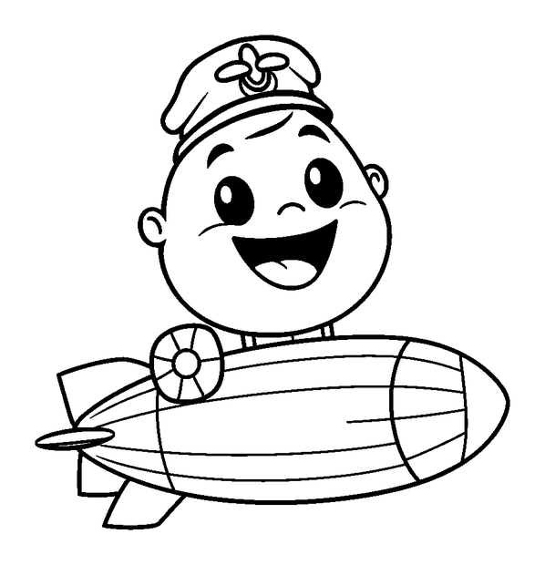 Zeppelin Pilot colouring page — free printable for toddlers