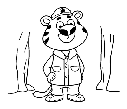 Zookeeper Colouring Page (Kids, Bold & Easy)