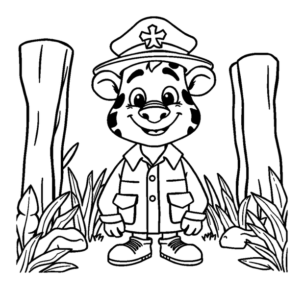 Zookeeper colouring page — free printable for kids