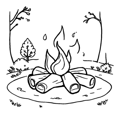 Autumn Bonfire Colouring Page (Kids, Bold & Easy)
