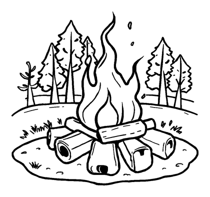 Autumn Bonfire Colouring Page (Kids, Standard)