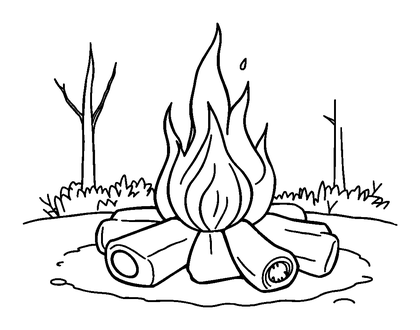 Autumn Bonfire Colouring Page (Toddler, Bold & Easy)
