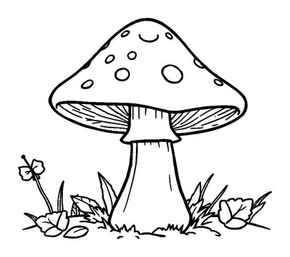 Autumn Mushroom Colouring Page (Toddler, Bold & Easy)