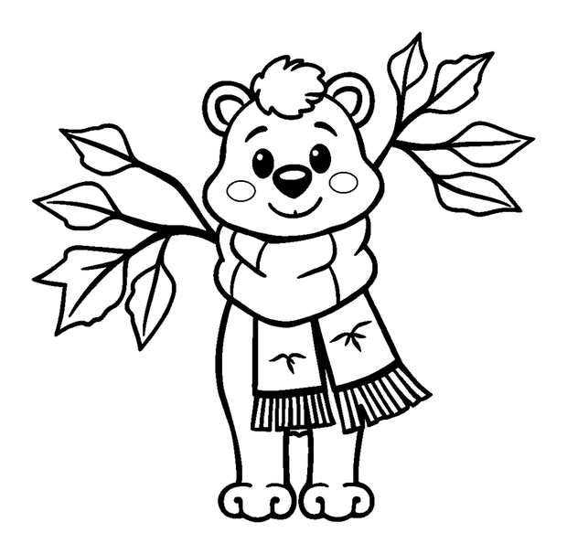 Autumn Scarf colouring page — free printable for kids