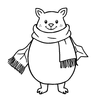 Autumn Scarf Colouring Page (Toddler, Bold & Easy)