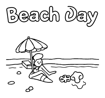 Beach Day Colouring Page (Kids, Standard)