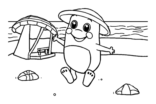 Beach Day colouring page — free printable for toddlers