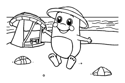 Beach Day Colouring Page (Toddler, Bold & Easy)