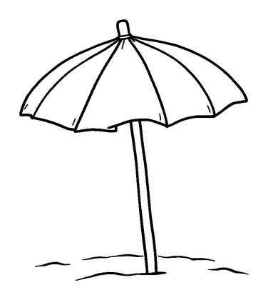 Beach Umbrella Colouring Page (Toddler, Bold & Easy)