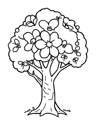 Blossom Tree Colouring Page (Toddler, Bold & Easy)