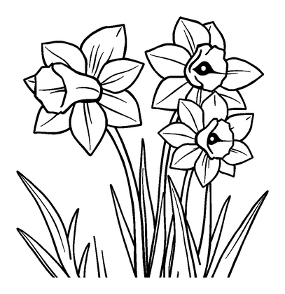 Daffodils Colouring Page (Kids, Standard)