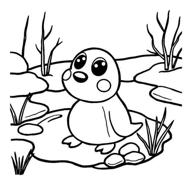 Frozen Pond colouring page — free printable for kids