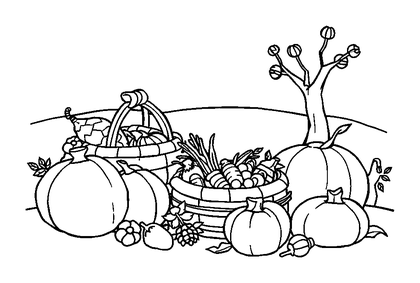 Harvest Scene Colouring Page (Kids, Bold & Easy)