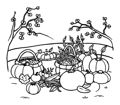 Harvest Scene Colouring Page (Kids, Standard)
