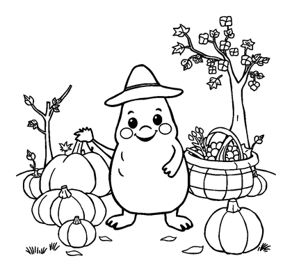 Harvest Scene Colouring Page (Toddler, Bold & Easy)