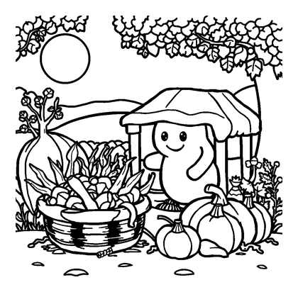 Harvest Scene Colouring Page (Toddler, Bold & Easy)