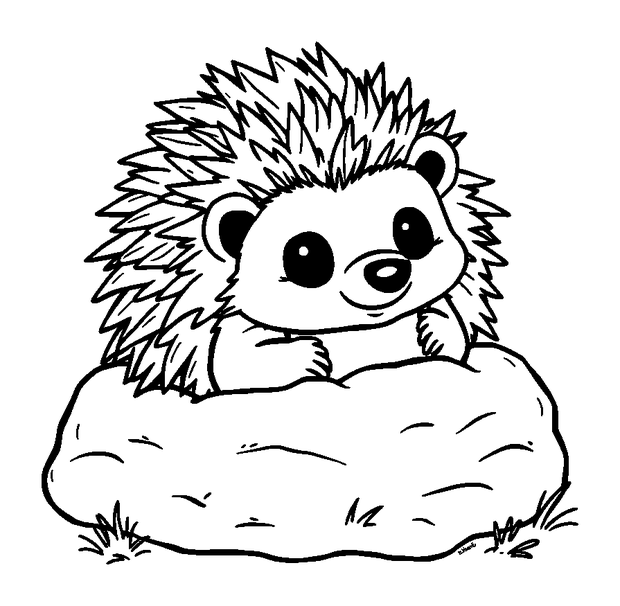 Hibernating Hedgehog colouring page — free printable for kids
