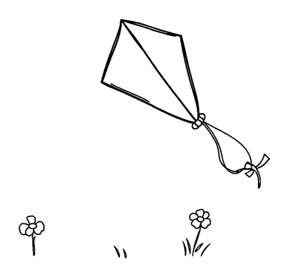 Kite In Spring Colouring Page (Kids, Standard)