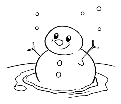 Melting Snow Colouring Page (Toddler, Bold & Easy)