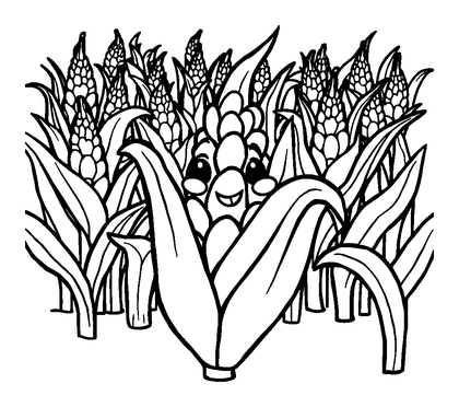 Ripe Cornfield Colouring Page (Kids, Bold & Easy)