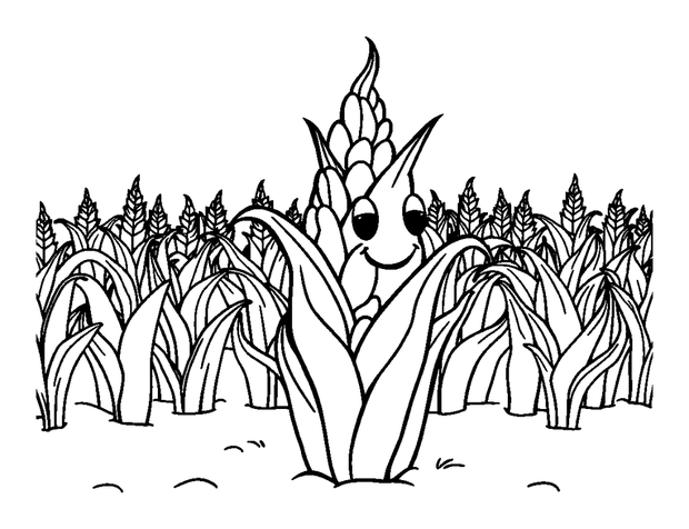 Ripe Cornfield colouring page — free printable for toddlers