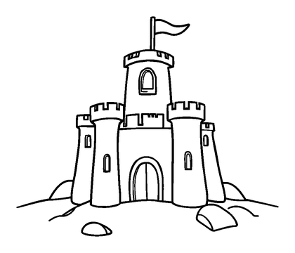 Sandcastle Colouring Page (Kids, Bold & Easy)