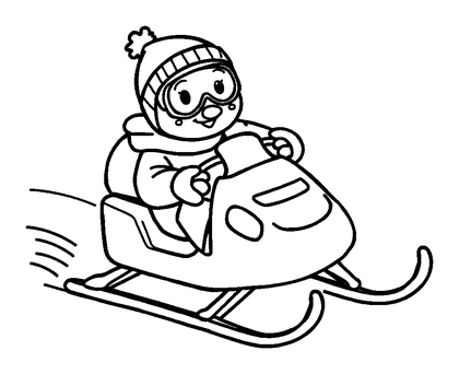 Sledging Colouring Page (Kids, Bold & Easy)