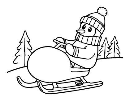 Sledging Colouring Page (Kids, Standard)