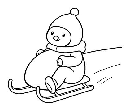 Sledging Colouring Page (Toddler, Bold & Easy)