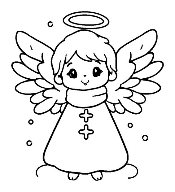 Snow Angel colouring page — free printable for kids