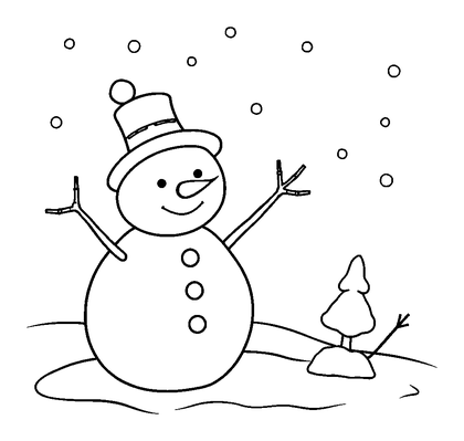 Snowman Scene Colouring Page (Kids, Standard)
