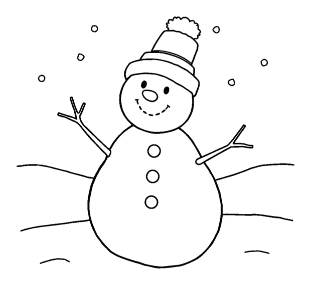 Snowman Scene colouring page — free printable for toddlers