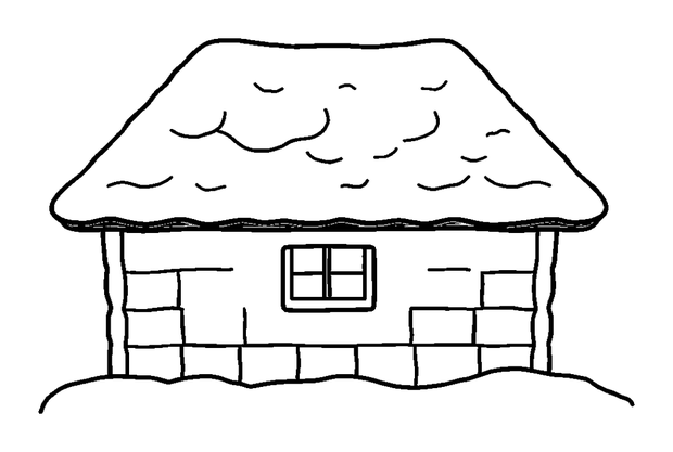 Snowy Rooftop colouring page — free printable for kids