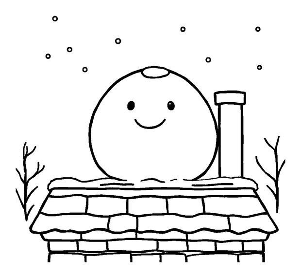 Snowy Rooftop colouring page — free printable for toddlers